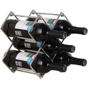 Abcsea 34.5 cm casier à vin métal Support de Bouteille de vin,casier à vin Porte-Bouteille Marron en Acier Contient 3 Bouteilles,1 pièce 