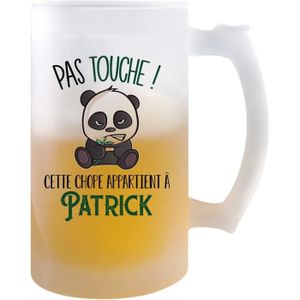 Verre à bière - Cidre Planetee Chope de bière prénom Patrick avec panda 