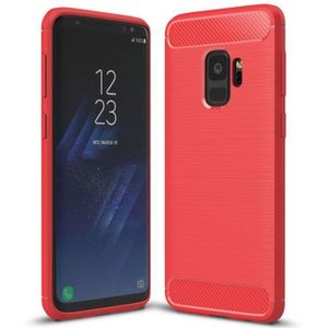 COQUE - BUMPER Coque Pour Samsung Galaxy A8(2018) Silicone Ultra Slim Motif Fibre de Carbone Rouge