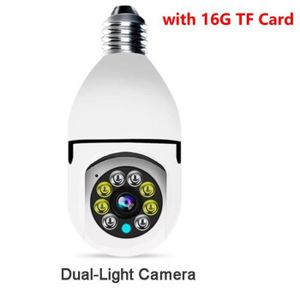 CAMÉRA IP PIED DE LAMPE,light Add 16G Card--Caméra de surveillance dôme PTZ IP WiFi hd 1080P (e27), dispositif de sécurité sans fil, avec suiv