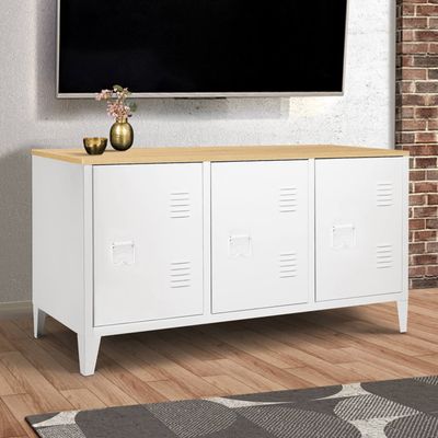 FineBuy Buffet Bois Blanc 90 x 75 x 30 cm 1 tiroir 3 Portes | Commode de la Chambre Design Moderne | Salle à Manger Buffet Espace de Sauvegarde | Étagère