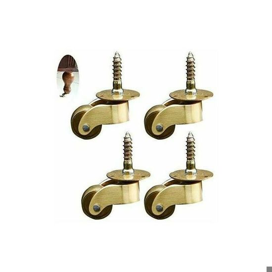 Roulettes Filetées M6 - Lot De 4 - 25mm - Charge 100kg - Avec Frein - Pour Meubles, Lit Bébé, Chariot
