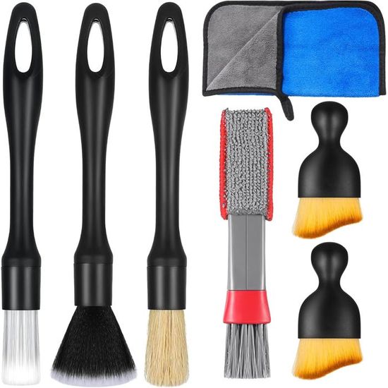 Zhtulck Kit 7 Pièces Pinceaux Nettoyage Voiture - Brosse Detailing Auto Pour Jantes, Intérieur Et Aérations