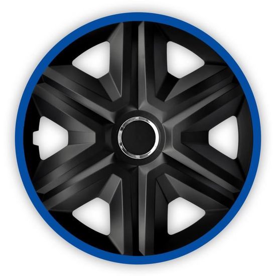 Enjoliveurs de roues FAST LUX noir- bleu 14" lot de 4 pièces