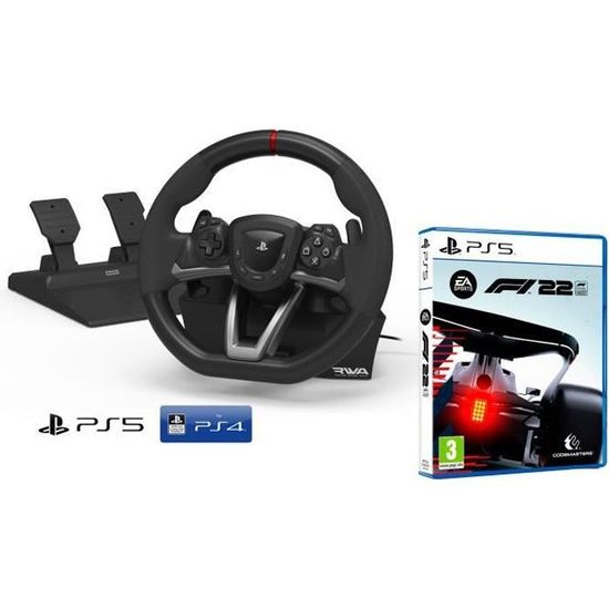 Volant PS5 et pédales Sony Playstation 5 sous licence PS4/PS5/PC [Nouveau modèle compatible avec PS5] + F1 2022 Formule 1 2022