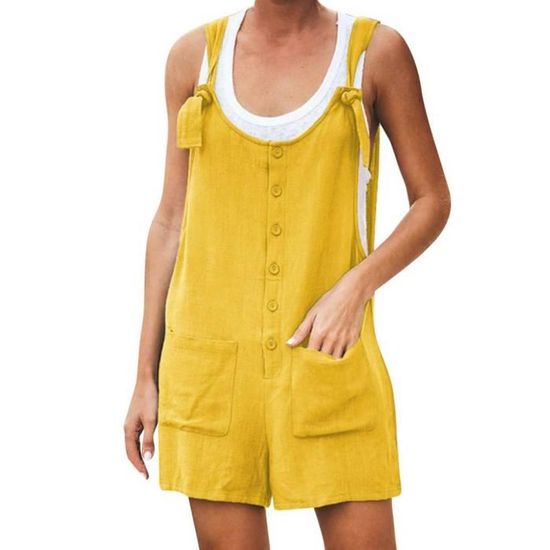 Combinaison Courte Femme Ample Sans Manches Off Shoulder – Style Casual Loose Jumpsuit ShiFan