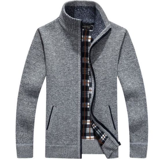 Cardigan Homme épais En Maille - Fermeture Zippée, Poches - Pour Automne/hiver - Style Décontracté