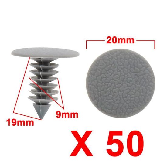 40Pcs Clips Retenue Trou 9mm Fixation Pare-chocs Auto