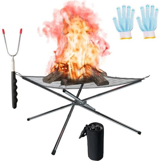 Brasero Portable 55 Cm – Pour Jardin, Terrasse Ou Camping – Design Hexagonal Avec Sac De Transport – Résistant à Haute Température