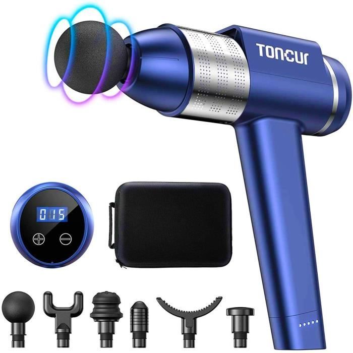 Pistolet de Massage Musculaire - ABOX - Masseur de Muscle Profonds avec 30 Niveaux Réglables, 8 Têtes de Massage et Ecran LCD