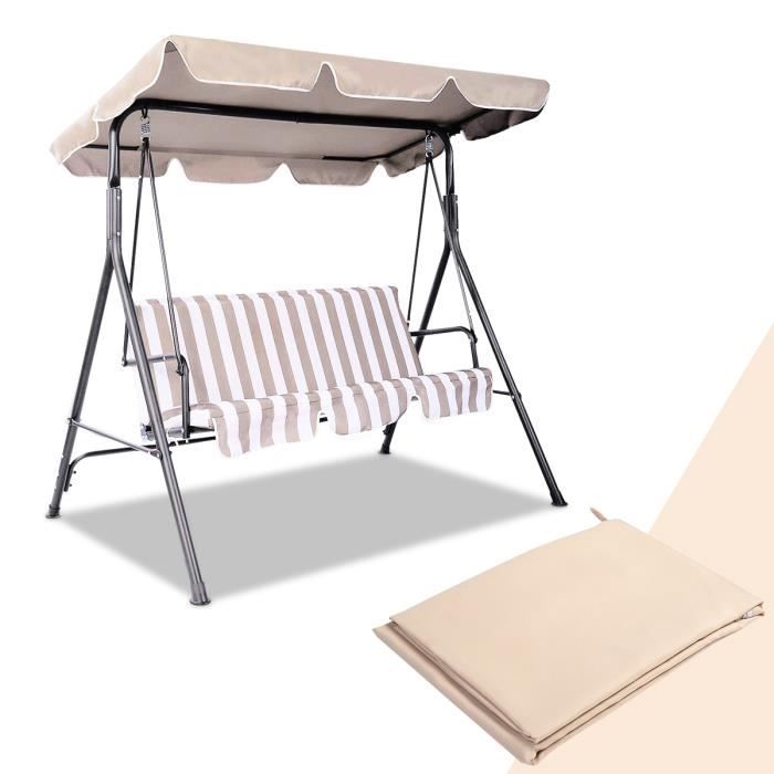 COSTWAY Toit de Rechange pour Balancelle de Jardin 196x110cm Beige Toit de Auvent Imperméable en Polyester