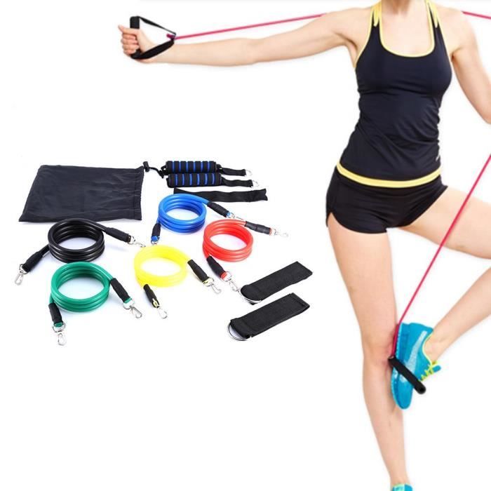 Resistance Band Set Bande de Résistance Elastique Set avec Bande d'exercice Poignées Sangles Pied pour Musculation Bras Dos Jambes