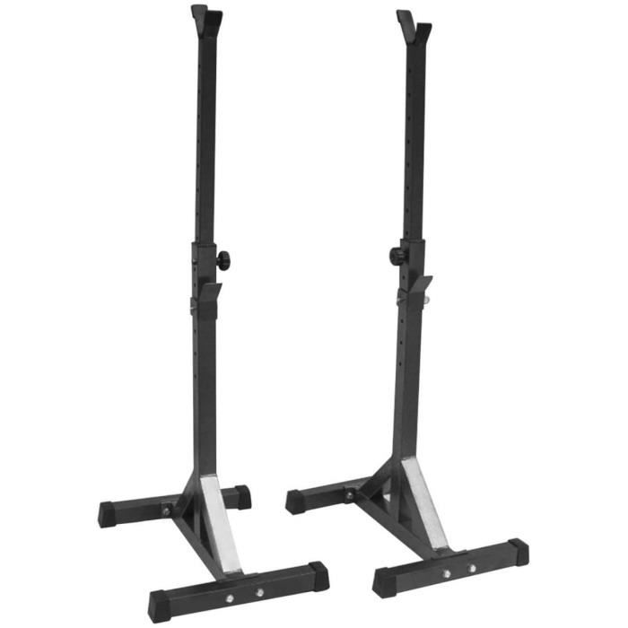 Supports Réglable de Rack Squat Multifonction pour Haltères Noir, hauteur réglable 75-163cm