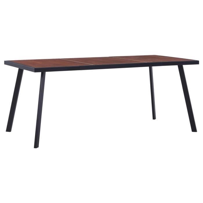 YUY Table de salle à manger Bois foncé et noir 180x90x75 cm MDF
