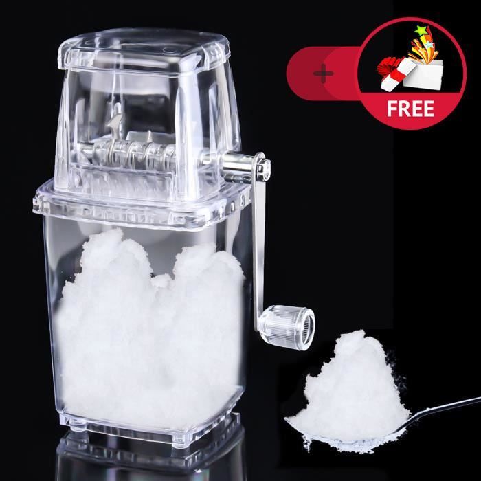 Portable Machine Broyeur à Glace Pilée Granité - Broyage Manuel - ABS Plastique - Transparent