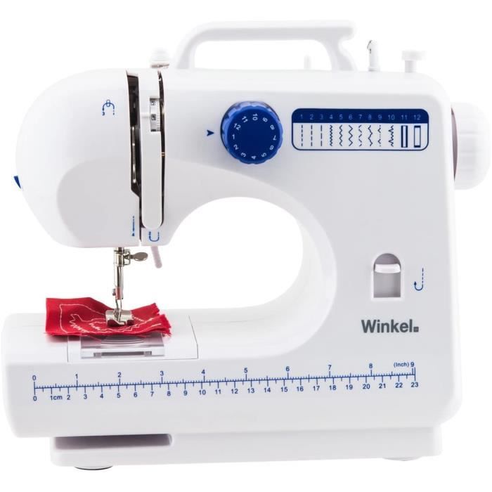 Winkel Machine à Coudre Blanc Electronique 12 points SW45, Couture pour Débutant et Amateur, Portable, Multifonctions, Ajustable 2 v