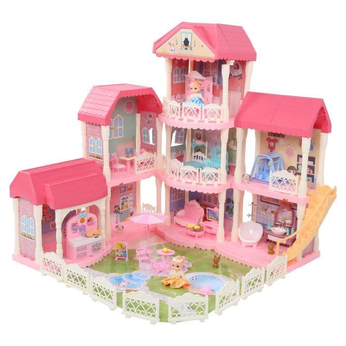 Maison de poupée Enfants maison de poupée bricolage semblant jouer maison de poupée assemblage jouets de construction avec HB045
