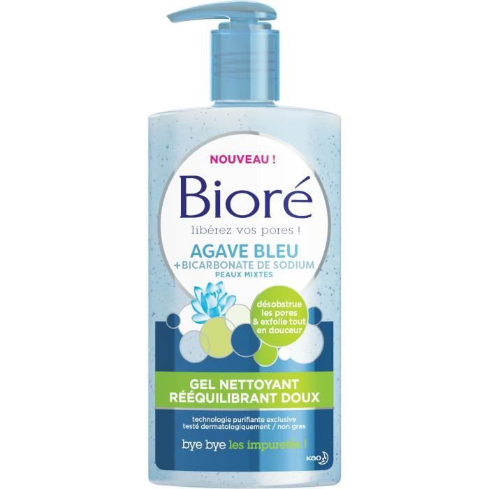 BIORÉ Gel Nettoyant Rééquilibrant Doux à l'Agave Bleu et au Bicarbonate de Sodium 200ml