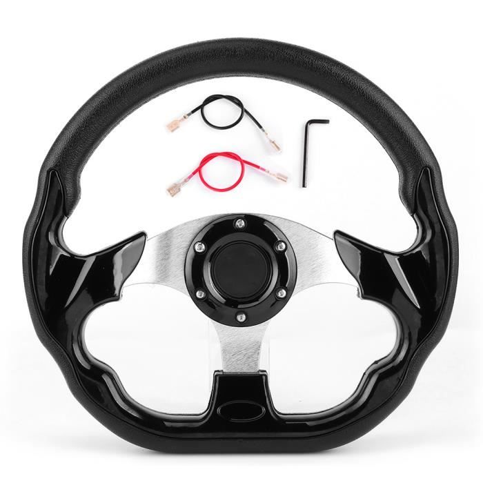 Cikonielf Volant sport 320mm/12.5po Volant de Voiture de Course à Dérive avec Bouton de Klaxon Noir Brillant Universel