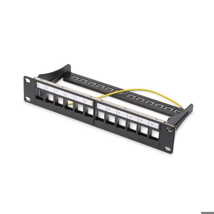 Digitus DN-91420 - Panneau de brassage 12 ports pour coffret / armoire / baie 10'' Noir ( Catégorie : Connectique RJ12 et RJ45 )