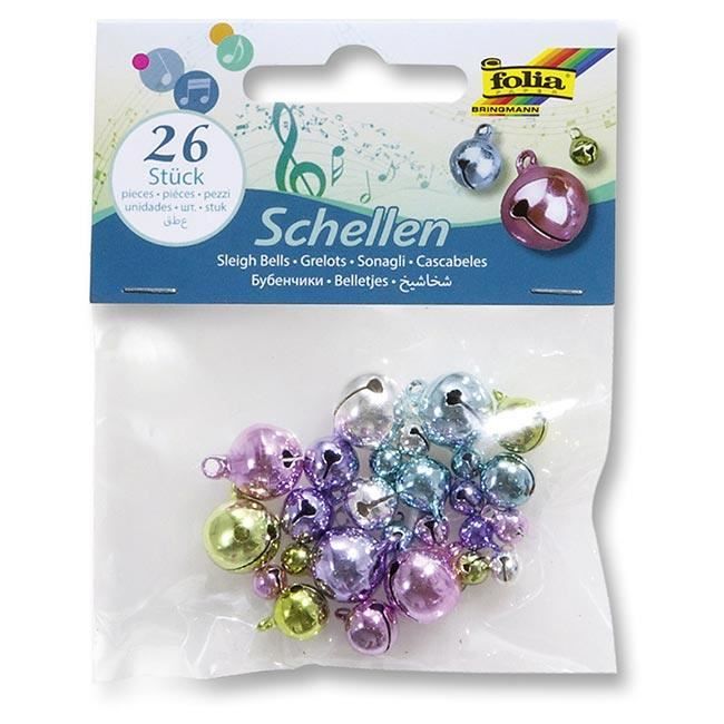 26 Grelots 3 tailles assorties de couleurs pastel