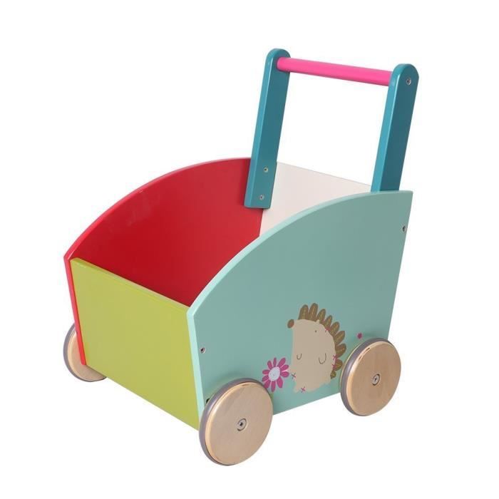 Labebe -Premiers pas de bebe -Jouets chariot d'activités en bois pour bébé motif animaux