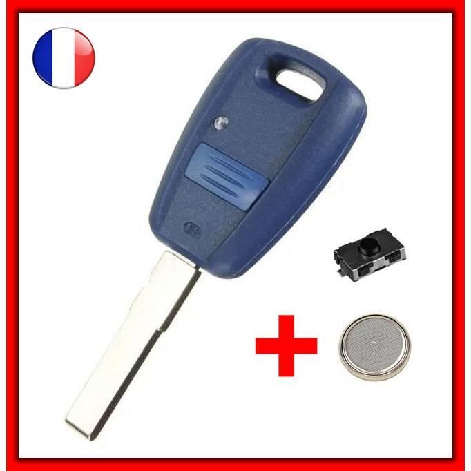 Coque clé plip télécommande 1 bouton pour Fiat Punto Doblo Bravo Stilo lame carrée + switch +pile