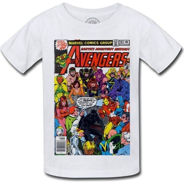 T-shirt Enfant Avengers Marvel Couverture BD Comics Super Hero Vintage