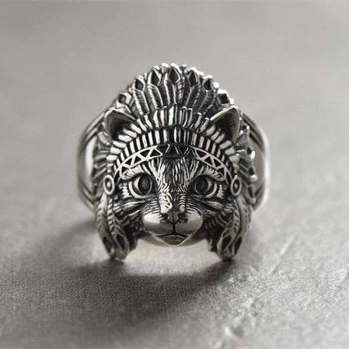 Femmes Et Hommes Supercute Vintage Silver Vivid Indian Cat Bague