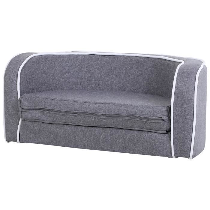 Canapé chien lit pour chien chat grand confort coussin moelleux extensible dim. 75L x 40l x 31H cm lin gris 75x40x31cm Gris