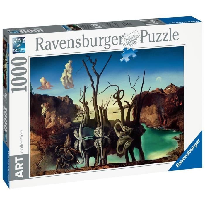 Ravensburger - Puzzle 1000 pièces Art collection - Cygnes se reflétant en éléphants / Salvador Dali