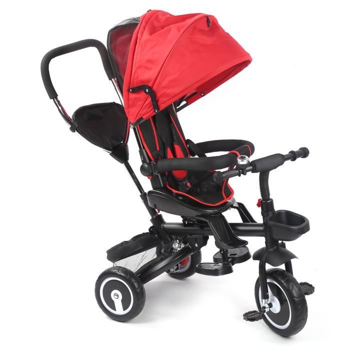 Poussette Bébé Nouveau-né Pliante Portable Tricycle Rouge Roues de haute qualité -Jusqu'à 25kg