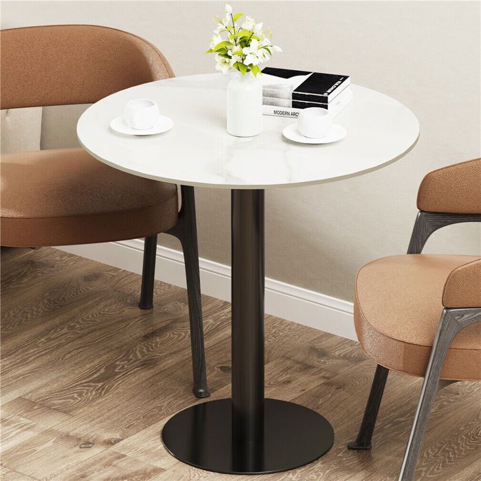 Yaheetech Table De Bar Ronde Haute Mange-Debout Pivotante 360° Réglable En Hauteur Brun Rustique