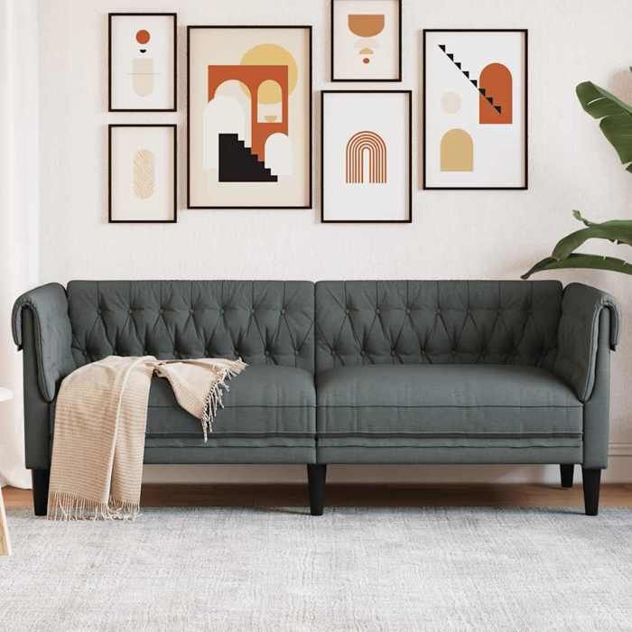 vidaXL Canapé Chesterfield 3 Places Chaise avec Accoudoirs et Dossier Siège avec Pieds Fauteuil TV de Salon Moderne 372557