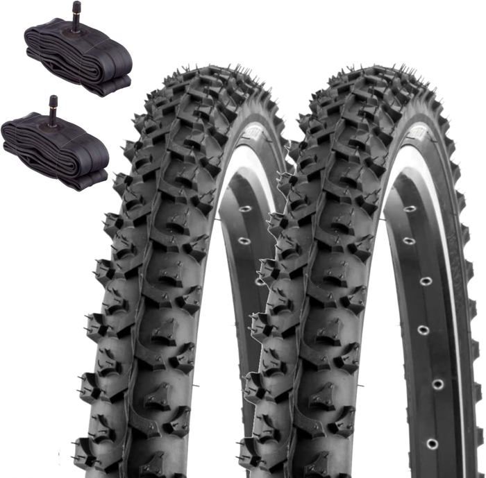 2 Pneus Vélo 20 X 1.75 (47-406) + 2 Chambres à Air Noires – VTT Graziella City