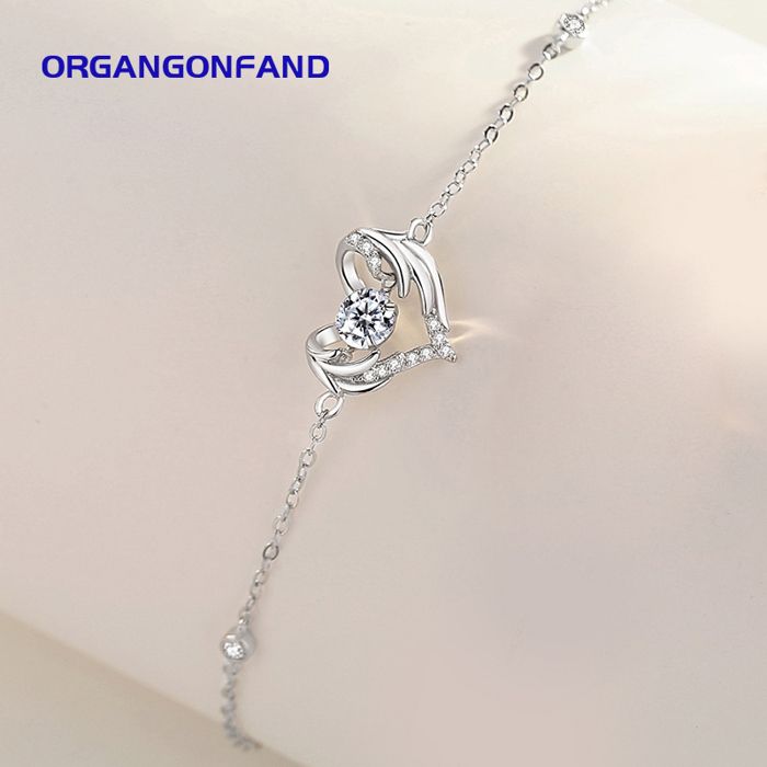 Bracelet femme - original - argent sterling 925 - coeur - ailes d’ange - bracelet ornements-silver