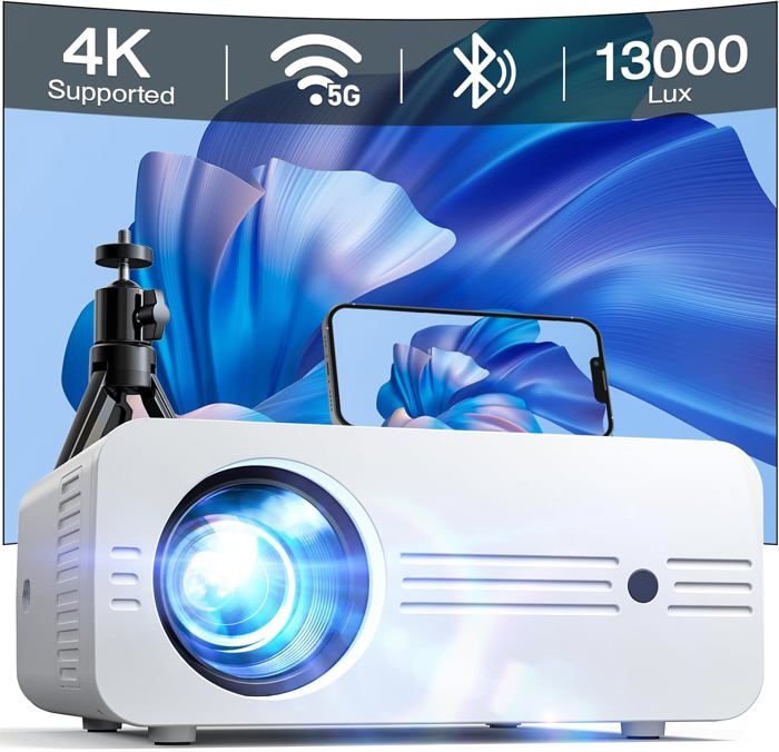 Vidéoprojecteur portable 4K–Mini projecteur 2026 WiFi 6 BT5.2,auto-keystone, rotation 270°,1080P,compatible HDMI/TV Stick/laptop - TV Son Photo