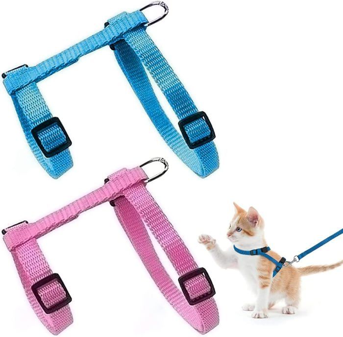 Comparer les prix de 2 Pièces Harnais Chat harnais réglable en nylon pour chat et chaton Lévasion Corde de pour Chat