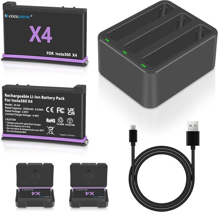 Chargeur Double 27W Pour Batterie Insta360 X5 – Indicateur LED, Capacité 20W/canal, Compact 115g