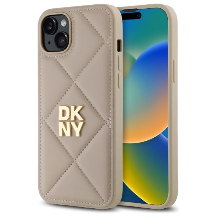 IPhone 15 Plus Case - DKNY Leather Quilted Stack Logo (DKHCP15MPQDSLE) - Noir