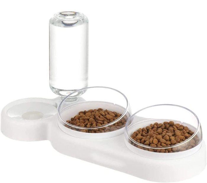 Comparer les prix de Gamelle pour chat inclinable à 15° Gamelle double pour nourriture humide et sèche