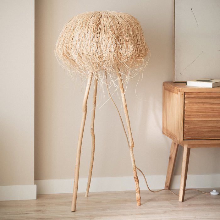 lampadaire en rotin Lasje Naturel