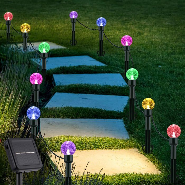 Lot de 12 lampes solaires LED pour extérieur - 8 modes - Étanche IP44 - Pour jardin - Décoratif (multicolore)