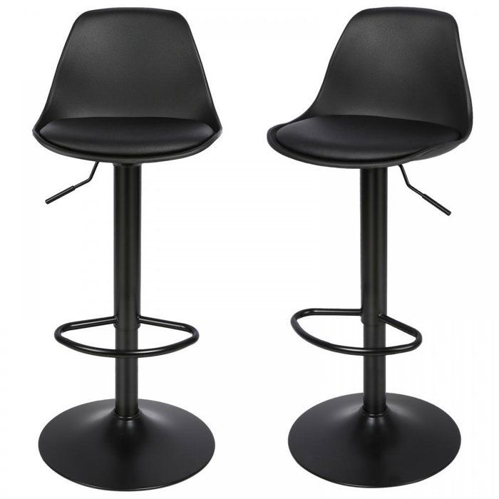 MIPAN.Tabouret Bar Lot de 2 - Chaise Pivotante - PU - Tabouret de Bistrot Hauteur Réglable Tabouret de Comptoir - Noir