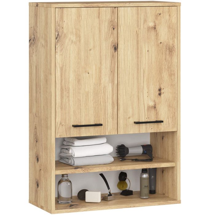 Armoire salle de bains suspendue AKORD FIN Chêne Artisan 64 cm 2 portes façade Chêne Artisan 4 étagères 64x30x94 cm Armoire salle de bains suspendue AKORD FIN Chêne Artisan 64 cm 2 portes façade Chêne Artisan 4 étagères 64x30x94 cm