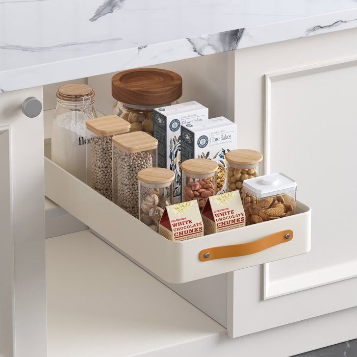 Organiseur de placard coulissant tiroirs coulissants-24 cm x 48 cm x 75 cm-BLANC- Tiroir de rangement extractible