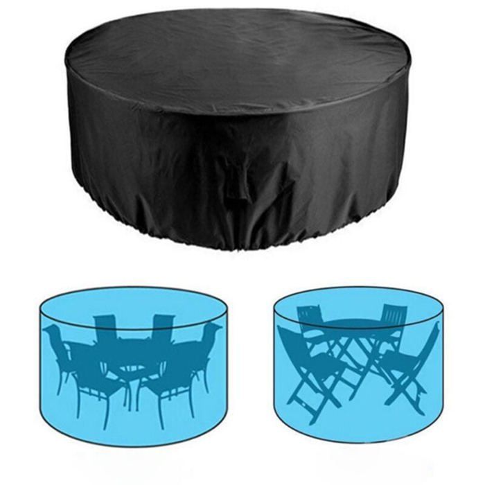 Ø180x90cm Housse Table de Jardin Ronde Housse Protection Table Jardin Imperméable Anti UV 210D Oxford Tissu Extérieure Bâche pour M