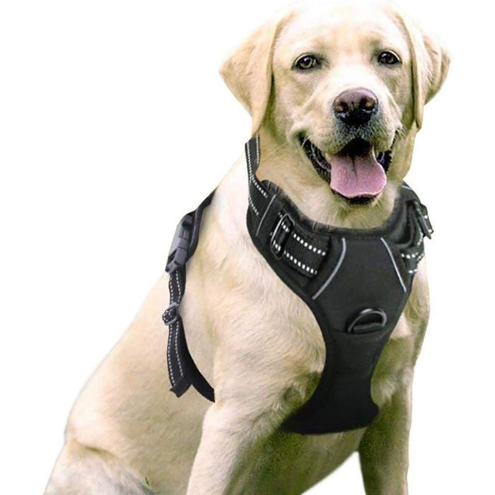 Meilleurs prix pour Harnais chien anti traction arnet pour chien facile à mettre réfléchissant réglable attache devant moyen large noir