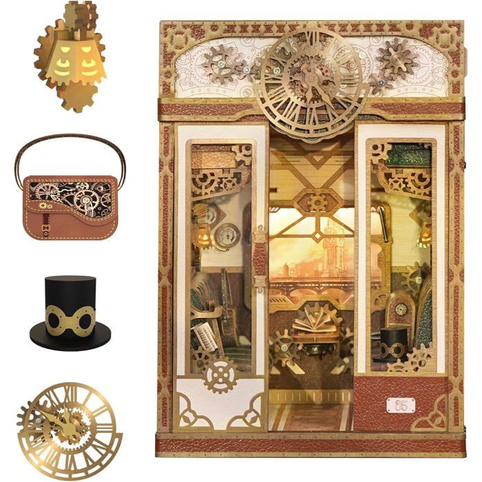 Puzzle 3D - Tonecheer Kit Book Nook Cabine de Train Infini - Scène animée - Bois 436 pièces - Décor étagère Puzzle 3D - Tonecheer Kit Book Nook Cabine de Train Infini - Scène animée - Bois 436 pièces - Décor étagère