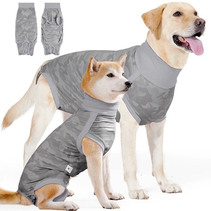 INF Combinaison de Rétablissement pour Chien : Body Respirant Post-Opératoire Anti-Léchage Gris XL